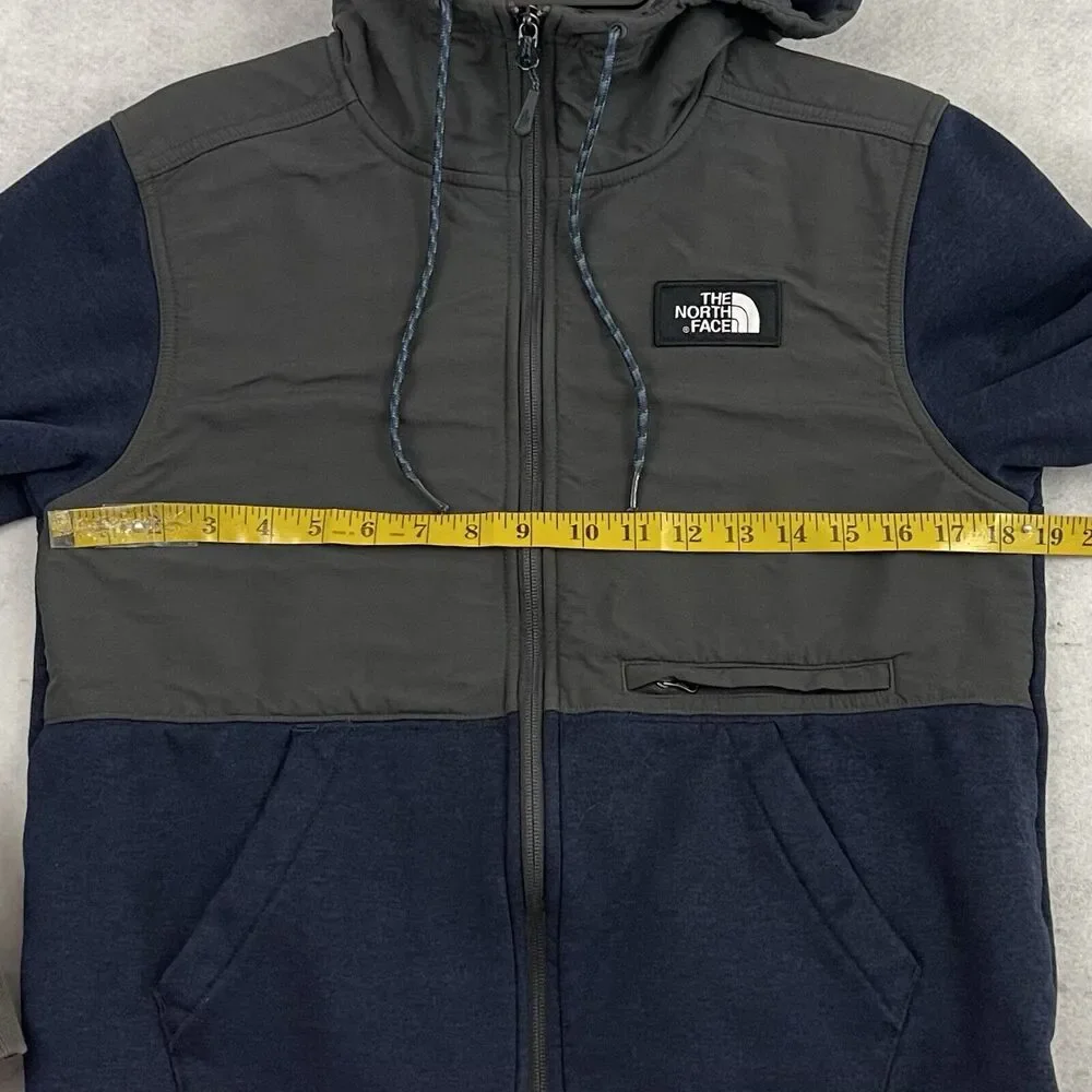 The North Face Hoodie Mens Small Navy Gray Tundra Fleece Softshell Sherpa Lined